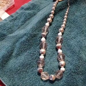 INC International Concepts Silver and Clear Beaded Necklace